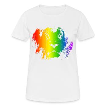 Lion Rainbow Animal Face coloré comme un chat - T-shirt respirant Femme - blanc - Devant - AI Model Female 172 dark (172cm)