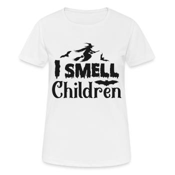 Je sens l’odeur des enfants Halloween - T-shirt respirant Femme - blanc - Devant - AI Model Female 172 dark (172cm)