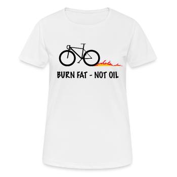 Burn Fat Not Oil Flame Bike - Women's Breathable T-Shirt - white - Front - AI Model Female 172 dark (172cm)