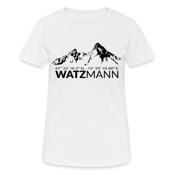 Berg Watzmann Coordonnées GPS Géocachette d’adresse - T-shirt respirant Femme - blanc - Devant - AI Model Female 172 dark (172cm)