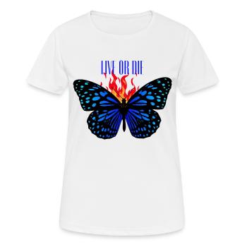 LIVE OR DIE - Frauen T-Shirt atmungsaktiv - Weiß - Vorne - AI Model Female 172 dark (172cm)
