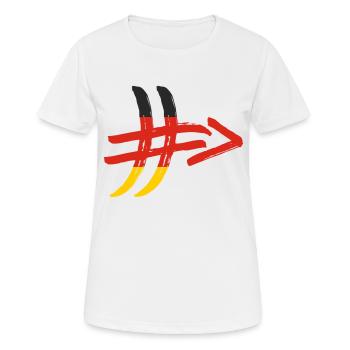 Deutschland Flagge Deutschlandflagge Hashtag EM WM - Frauen T-Shirt atmungsaktiv - Weiß - Vorne - AI Model Female 172 dark (172cm)