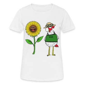 Gardener Chicken Hen Sunflower Horticulture Nursery - Women's Breathable T-Shirt - white - Front - AI Model Female 172 dark (172cm)