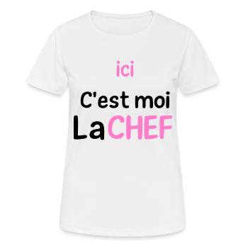 ici c'est moi la chef - T-shirt respirant Femme - blanc - Devant - AI Model Female 172 dark (172cm)