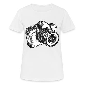 Appareil photo reflex mono-objectif - T-shirt respirant Femme - blanc - Devant - AI Model Female 172 dark (172cm)