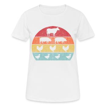 Animal rétro, Animaux de ferme - T-shirt respirant Femme - blanc - Devant - AI Model Female 172 dark (172cm)