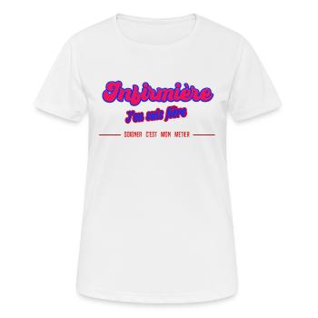 Infirmière - T-shirt respirant Femme - blanc - Devant - AI Model Female 172 dark (172cm)