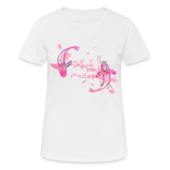 Sakura, fleur de cerisier, fleurs, fleur de cerisier, carpe koï - T-shirt respirant Femme - blanc - Devant - AI Model Female 172 dark (172cm)