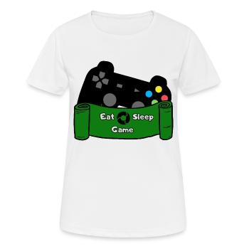 Eat, Sleep, Game and Repeat - Schwarz/Grün - Frauen T-Shirt atmungsaktiv - Weiß - Vorne - AI Model Female 172 dark (172cm)