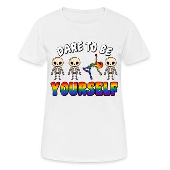 Dare to be yourself gay pride Regenbogen Farben - Frauen T-Shirt atmungsaktiv - Weiß - Vorne - AI Model Female 172 dark (172cm)