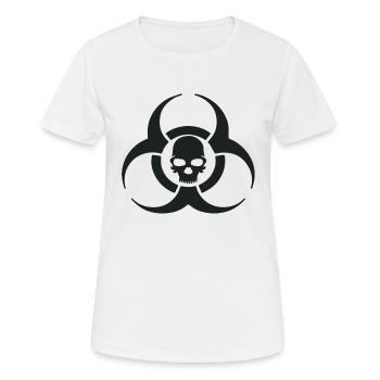 Biohazard Totenkopf Symbol - Frauen T-Shirt atmungsaktiv - Weiß - Vorne - AI Model Female 172 dark (172cm)
