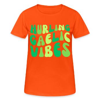 hurling gaelic vibes - Women's Breathable T-Shirt - neon orange - Front - AI Model Female 172 dark (172cm)