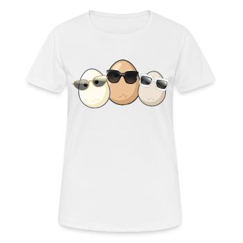 Oeufs,Oeuf,Famille d’oeufs,Famille,Lunettes de soleil - T-shirt respirant Femme - blanc - Devant - AI Model Female 172 dark (172cm)