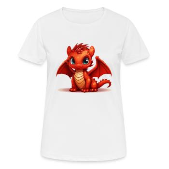 Kleiner roter Drache - Frauen T-Shirt atmungsaktiv - Weiß - Vorne - AI Model Female 172 dark (172cm)