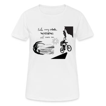 Extremsport - take every risk - Frauen T-Shirt atmungsaktiv - Weiß - Vorne - AI Model Female 172 dark (172cm)