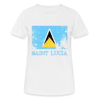 Saint Lucia Grunge Flag - Castries - West Indies - Women's Breathable T-Shirt - white - Front - AI Model Female 172 dark (172cm)