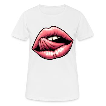 Jolies Lèvres Et Langue Sexy - Charme Sensuel - T-shirt respirant Femme - blanc - Devant - AI Model Female 172 dark (172cm)