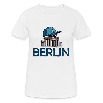 Berlin - Brandenburg Gate Baseball Cap and Sunglasses - Women's Breathable T-Shirt - white - Front - AI Model Female 172 dark (172cm)