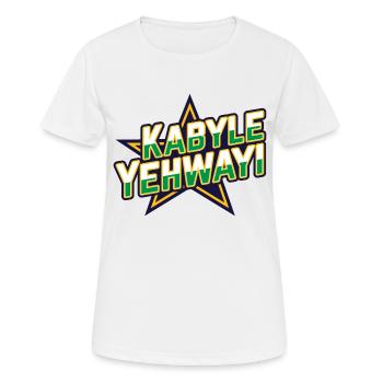 Kabyle Yehwayi (Kabyle Bien Fait, Je Le Veux) - T-shirt respirant Femme - blanc - Devant - AI Model Female 172 dark (172cm)