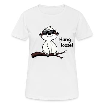 Laughing Sloth with Sunglasses on Branch - Women's Breathable T-Shirt - white - Front - AI Model Female 172 dark (172cm)