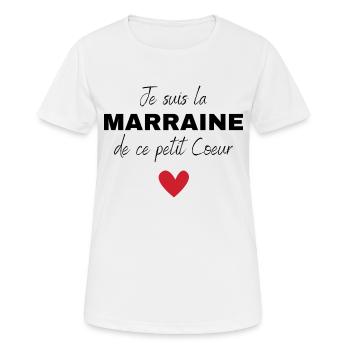 Je suis la Marraine de ce petit cœur - T-shirt respirant Femme - blanc - Devant - AI Model Female 172 dark (172cm)