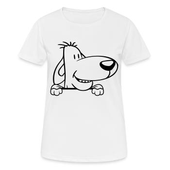 chien derrière le mur clôture signe peeps drôle coquin - T-shirt respirant Femme - blanc - Devant - AI Model Female 172 dark (172cm)