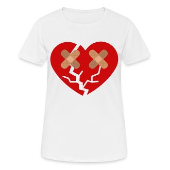 Cœur brisé avec pansement - T-shirt respirant Femme - blanc - Devant - AI Model Female 172 dark (172cm)