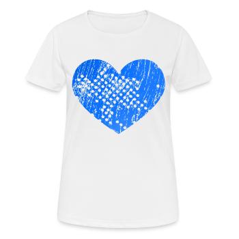 Herz mit Löcher (blau) - Frauen T-Shirt atmungsaktiv - Weiß - Vorne - AI Model Female 172 dark (172cm)