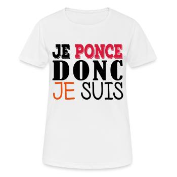 Je ponce donc je suis - T-shirt respirant Femme - blanc - Devant - AI Model Female 172 dark (172cm)
