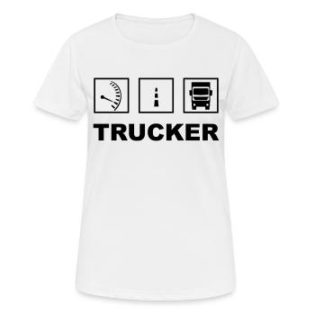 Trucker - Frauen T-Shirt atmungsaktiv - Weiß - Vorne - AI Model Female 172 dark (172cm)