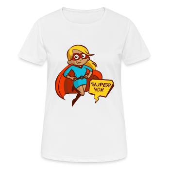 SUPER MOM T-SHIRT - Frauen T-Shirt atmungsaktiv - Weiß - Vorne - AI Model Female 172 dark (172cm)