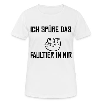 Ich spüre das Faultier - Frauen T-Shirt atmungsaktiv - Weiß - Vorne - AI Model Female 172 dark (172cm)