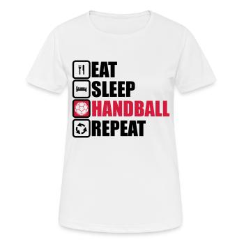 eat sleep handball repeat - T-shirt respirant Femme - blanc - Devant - AI Model Female 172 dark (172cm)