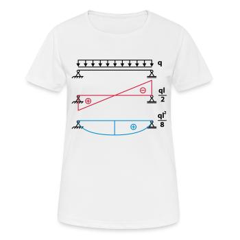 Einfeldträger - (q mal l Quadrat) achtel - Frauen T-Shirt atmungsaktiv - Weiß - Vorne - AI Model Female 172 dark (172cm)