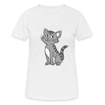 Grey Cat - Women's Breathable T-Shirt - white - Front - AI Model Female 172 dark (172cm)
