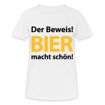 La preuve ! La bière, c’est beau! Bierbauch Biergarten - T-shirt respirant Femme - blanc - Devant - AI Model Female 172 dark (172cm)