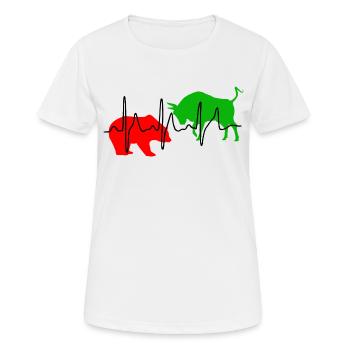 Bulle und Bär - Puls. Rot/Grün - Frauen T-Shirt atmungsaktiv - Weiß - Vorne - AI Model Female 172 dark (172cm)
