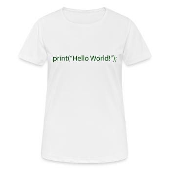 Hello World - Frauen T-Shirt atmungsaktiv - Weiß - Vorne - AI Model Female 172 dark (172cm)