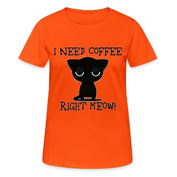 Cat wants coffee | Cat & Coffee - T-shirt respirant Femme - orange néon - Devant - AI Model Female 172 dark (172cm)