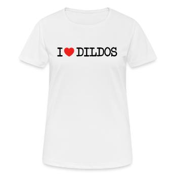 I love Ich liebe Dildos Vibrator Selbstbefriedigun - Frauen T-Shirt atmungsaktiv - Weiß - Vorne - AI Model Female 172 dark (172cm)