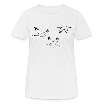 Kraniche - Frauen T-Shirt atmungsaktiv - Weiß - Vorne - AI Model Female 172 dark (172cm)