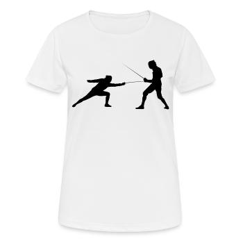 Fechten - Frauen T-Shirt atmungsaktiv - Weiß - Vorne - AI Model Female 172 dark (172cm)