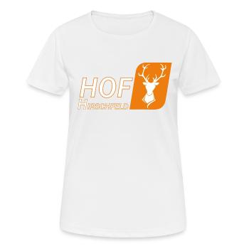 Hof Hirschfeld - Frauen T-Shirt atmungsaktiv - Weiß - Vorne - AI Model Female 172 dark (172cm)