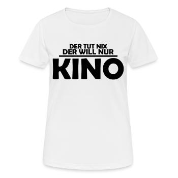 der tut nix, der will nur kino - Frauen T-Shirt atmungsaktiv - Weiß - Vorne - AI Model Female 172 dark (172cm)