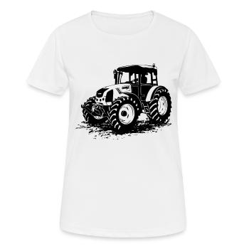 Tracteur - tracteur - remorqueur - agriculteur - T-shirt respirant Femme - blanc - Devant - AI Model Female 172 dark (172cm)