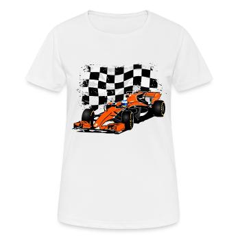 Racecar - Rennauto - Racing Flag - Frauen T-Shirt atmungsaktiv - Weiß - Vorne - AI Model Female 172 dark (172cm)