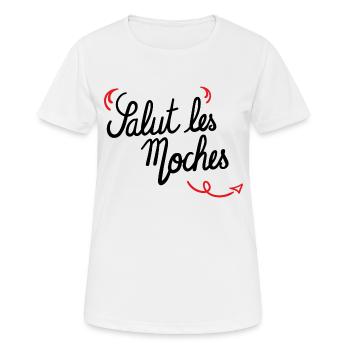 salut les moches - T-shirt respirant Femme - blanc - Devant - AI Model Female 172 dark (172cm)