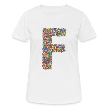 F - Frauen T-Shirt atmungsaktiv - Weiß - Vorne - AI Model Female 172 dark (172cm)