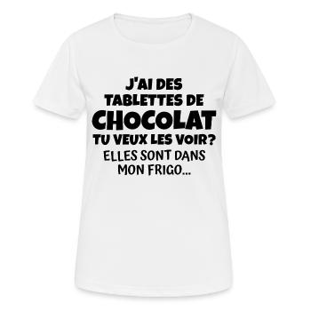 j'ai des tablettes de chocolat - T-shirt respirant Femme - blanc - Devant - AI Model Female 172 dark (172cm)