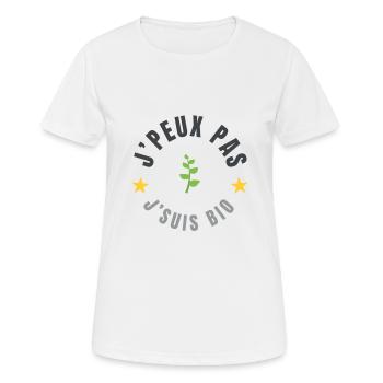 je peux pas je suis bio - T-shirt respirant Femme - blanc - Devant - AI Model Female 172 dark (172cm)